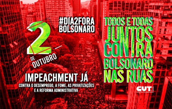 2 de outubro é dia de ocupar as ruas pelo #ForaBolsonaro, diz presidente da CUT