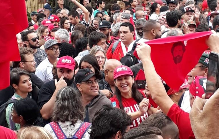 Bancários participaram da Caravana Lula Livre, em Curitiba