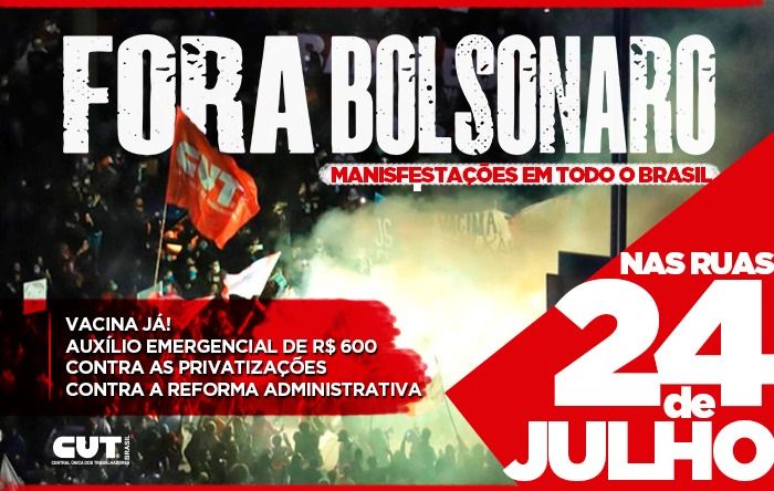 Campanha #ForaBolsonaro marca novos atos para o dia 24 de julho