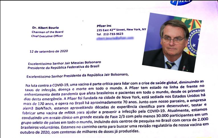 Carta da Pfizer confirma descaso de Bolsonaro com vacinação. CPI ouve empresa nesta quinta