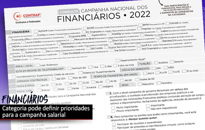 Consulta definirá prioridades da campanha dos financiários