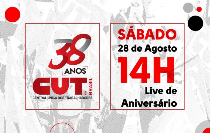 CUT completa 38 anos de luta e conquistas, no sábado, 28 de agosto, com live às 14h