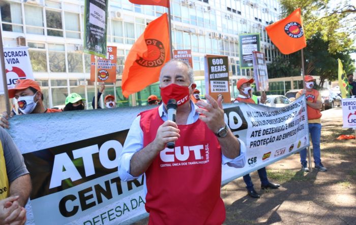 Em ato das Centrais, Sérgio Nobre manda Guedes criar juízo e respeitar trabalhadores