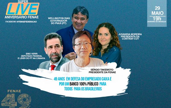 Fenae vai realizar superlive de aniversário e debater a importância da Caixa 100% pública