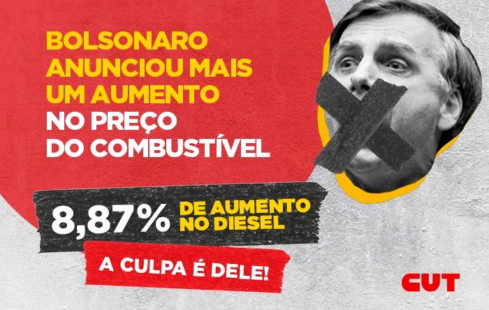 FUP: Bolsonaro debocha do povo; responsável por novo aumento no diesel é ele