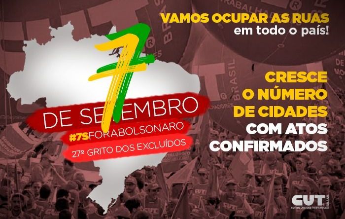 Mais de 80 cidades já confirmaram atos em defesa da democracia no dia 7 de setembro