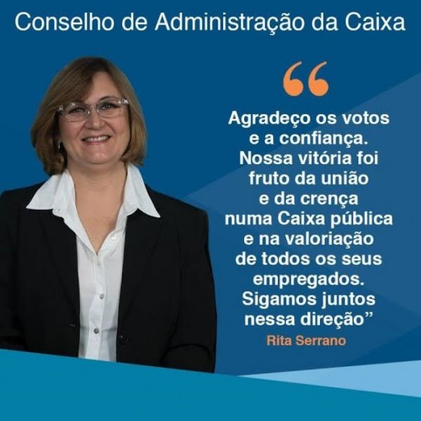 Chapa 1 vence e Rita Serrano é a nova representante dos empregados no CA da Caixa