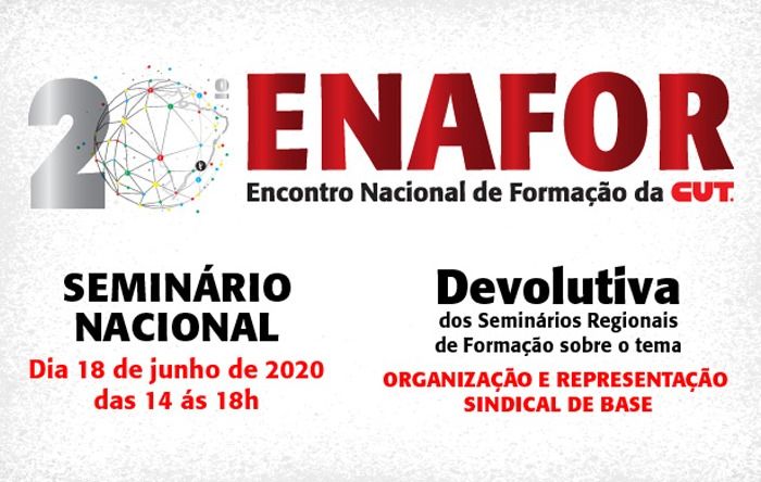 Rede Nacional de Formação da CUT debate organização e representação sindical dia 18