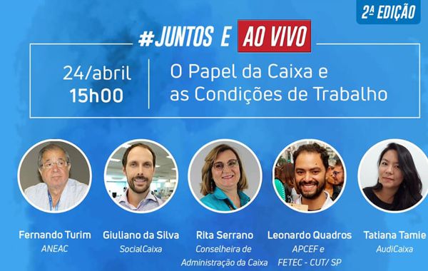 Rita Serrano realiza live nesta sexta sobre condições de trabalho e o papel da Caixa durante a pandemia