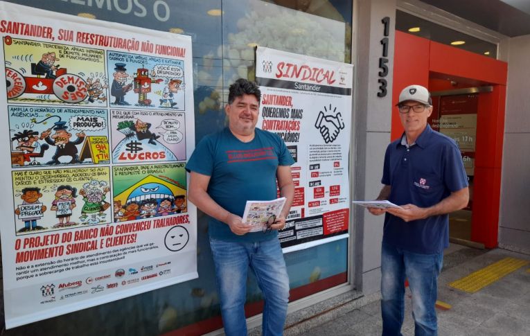 Sindicatos do Pactu participam de protesto nacional dos bancários do Santander