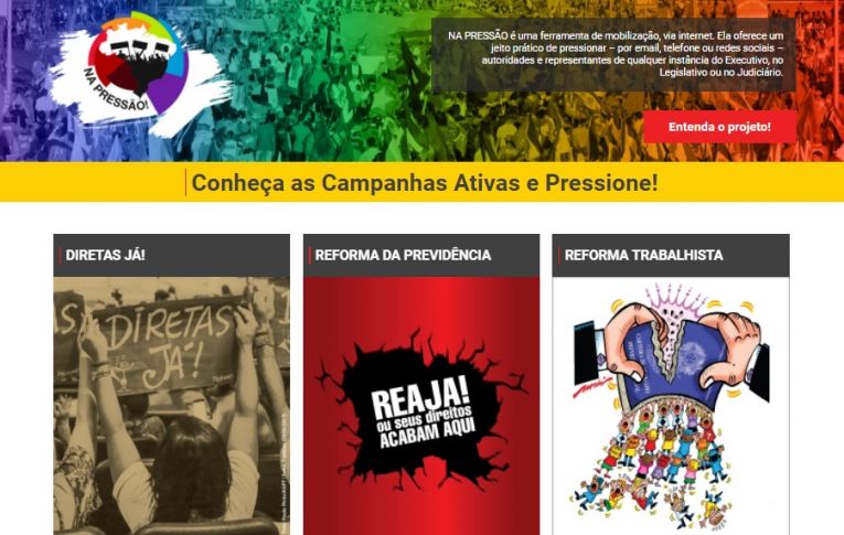 Site ajuda na luta contra as reformas e a favor das diretas